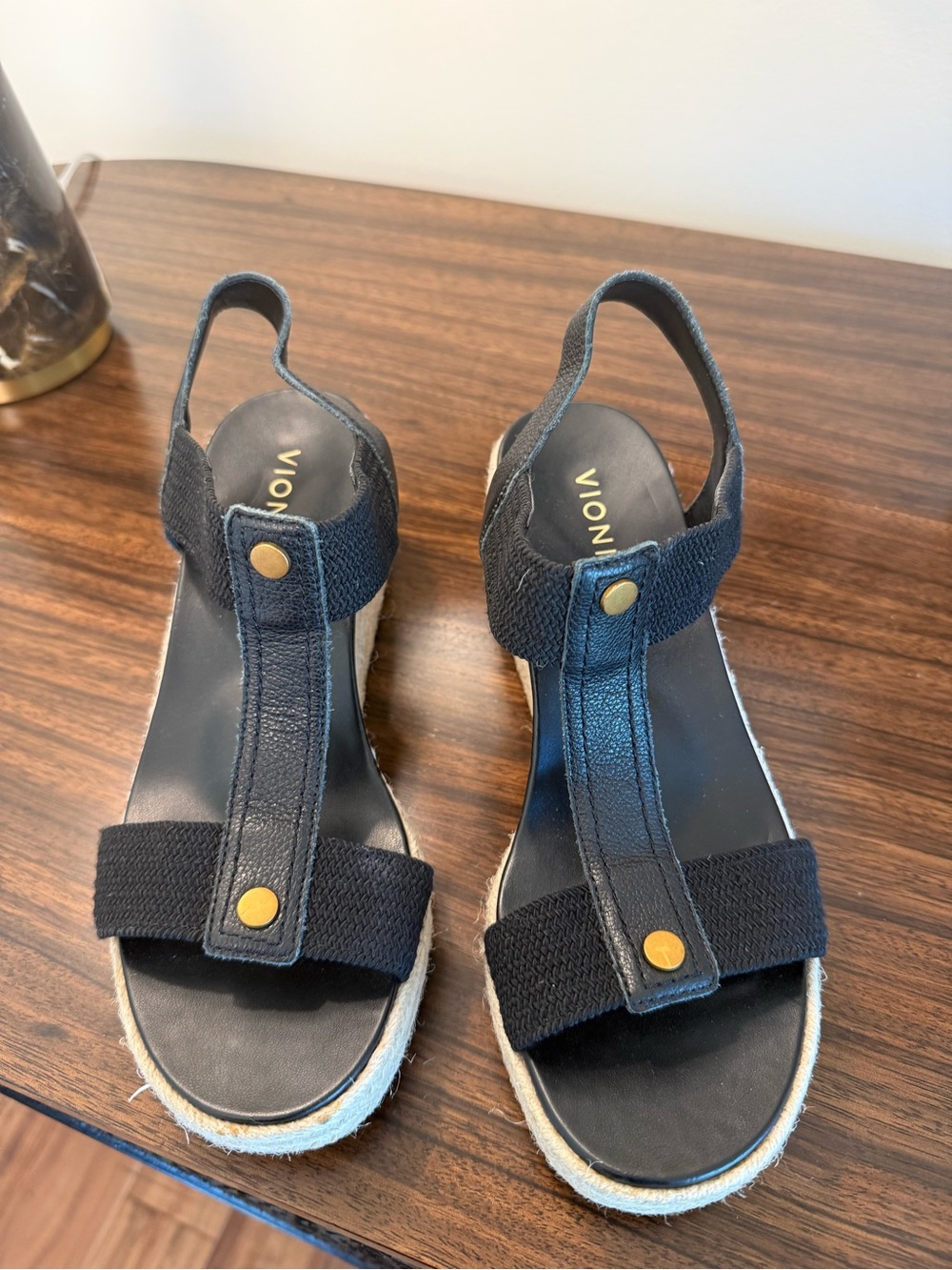 Vionic Black Slingback Espadrille Sandals